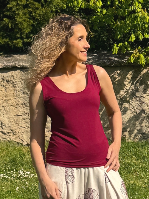 Tričko bez rukávů vínové