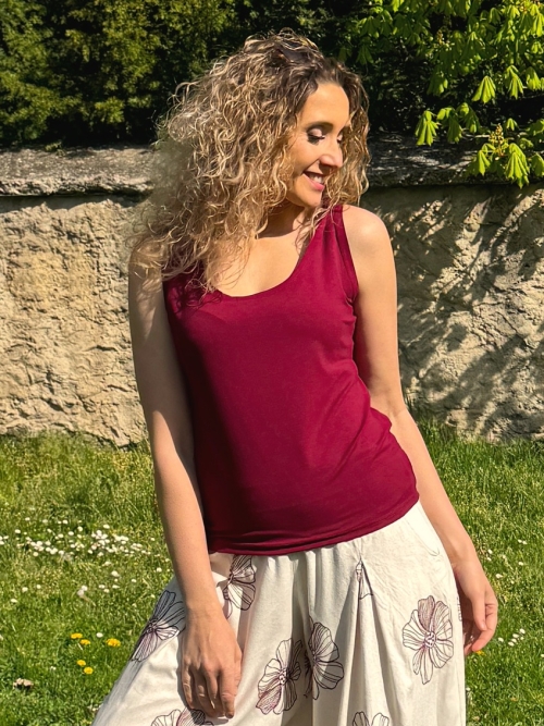 Tričko bez rukávů vínové