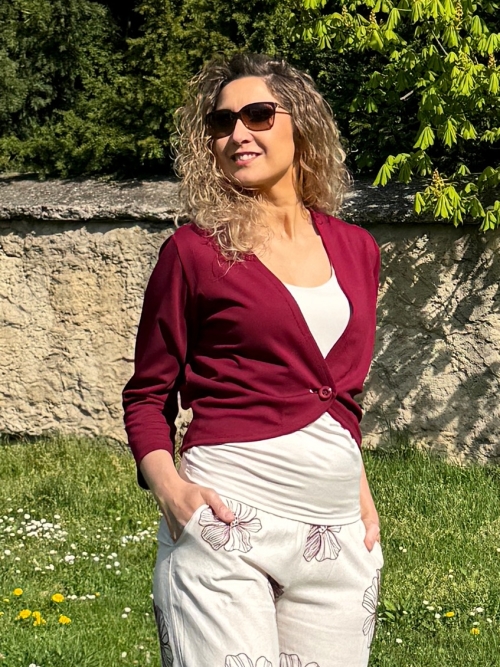 Kardigan krátký vínový