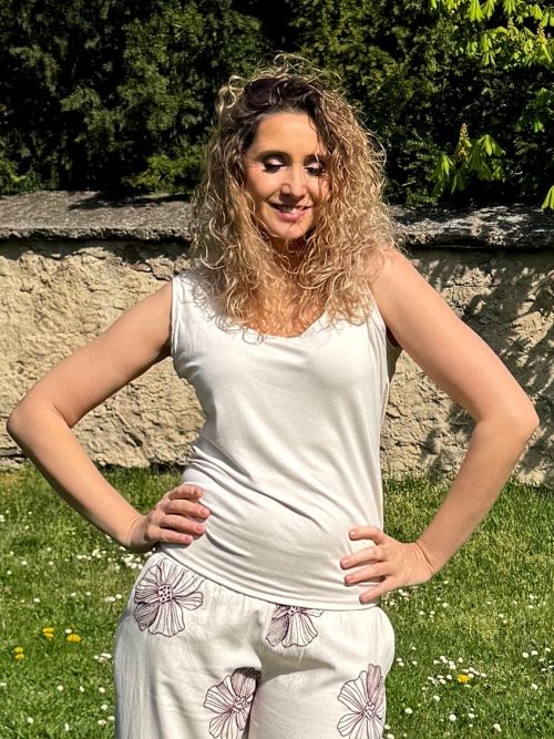 Tričko bez rukávů smetanová