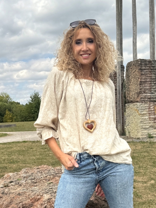 Nabíraná béžová tunika
