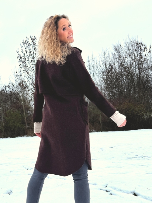 Kabát pařená vlna tmavě hnědý