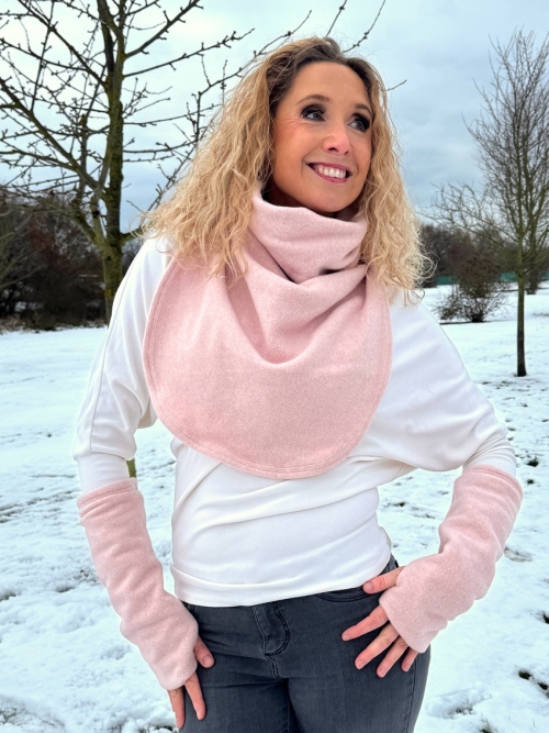 Fleesový rolákový nákrčník růžový