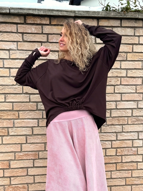 Volná tunika s gumou hnědá