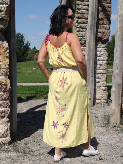 Šaty na ramínka ruční originální malba květy