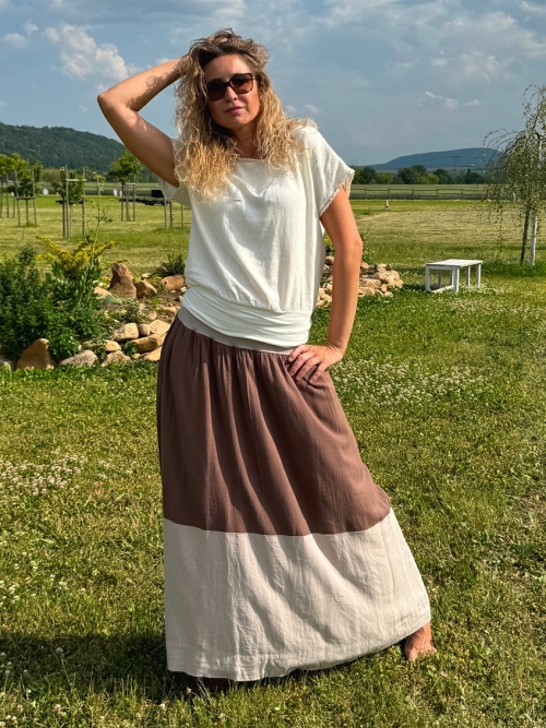 Dlouhá volná hnědo-béžová