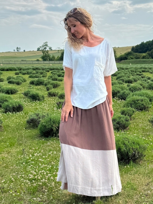 Dlouhá volná hnědo-béžová