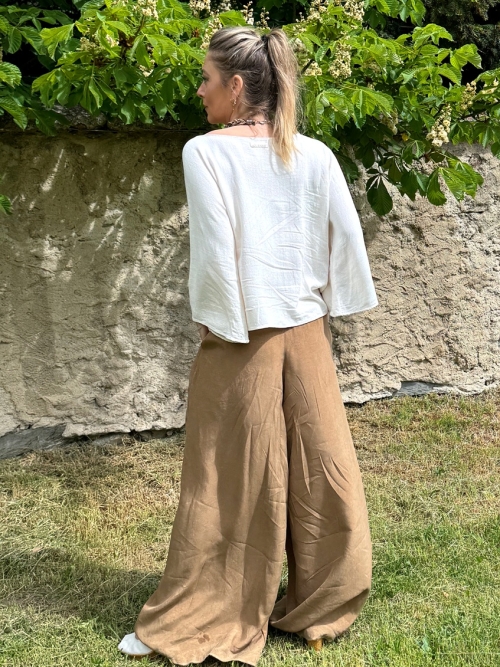 Kalhotová sukně světle hnědé cupro