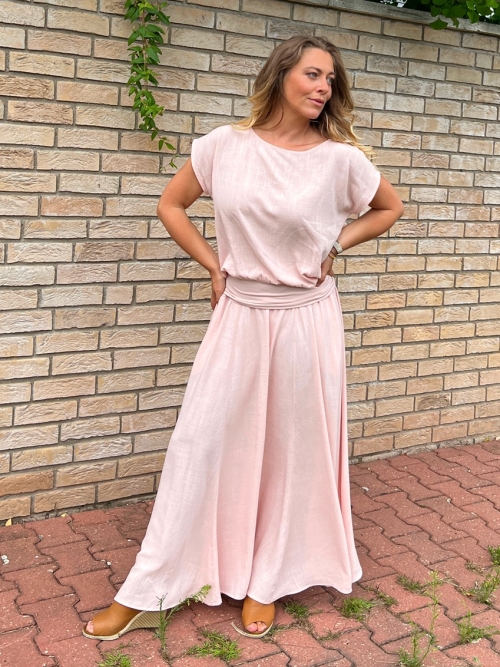 Dlouhá volná sukně světle růžová