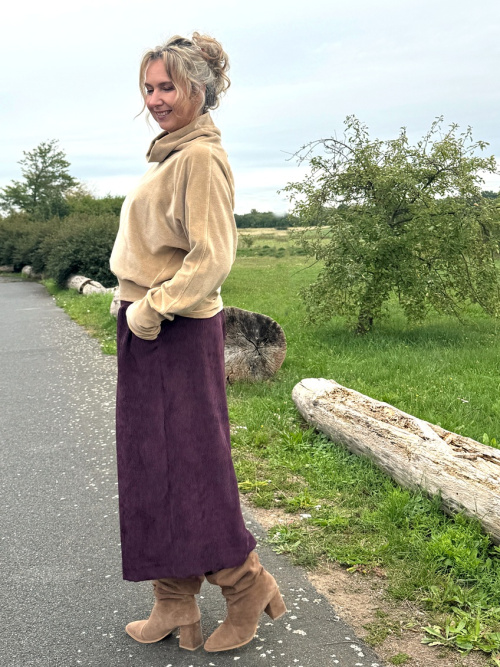 Kalhotová sukně manžestrová lilková