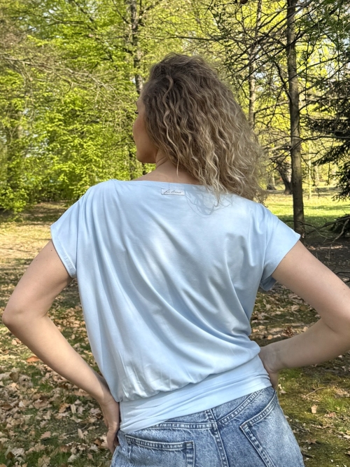Volný top s pasem světle modrý