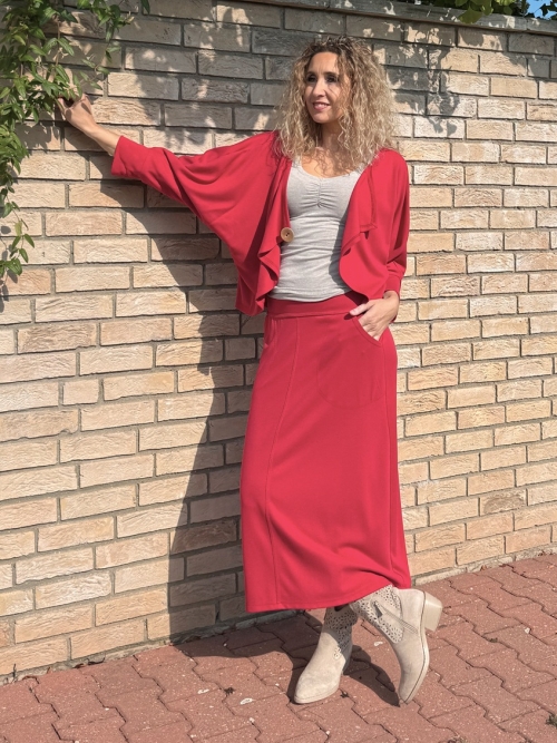 Zvonová sukně tmavě červená