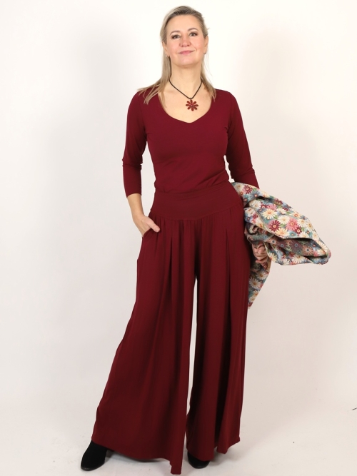 Kalhotová sukně vínová dlouhá