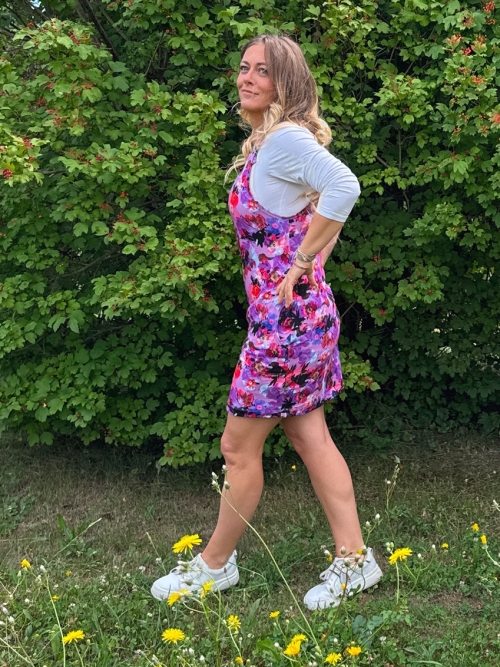 Fialová šatová sukně - krátká