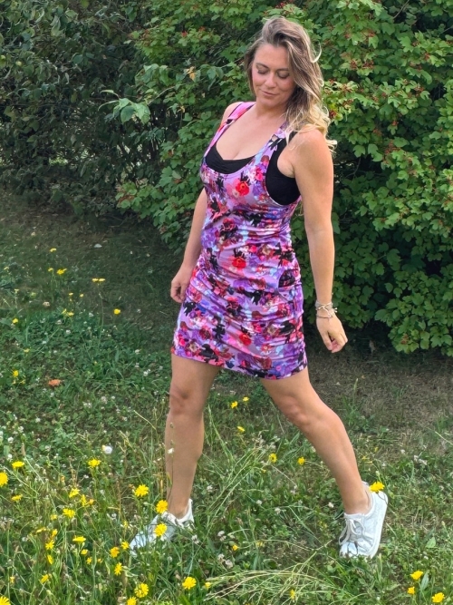Fialová šatová sukně - krátká