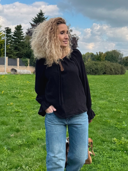 Tunika se lnem černá